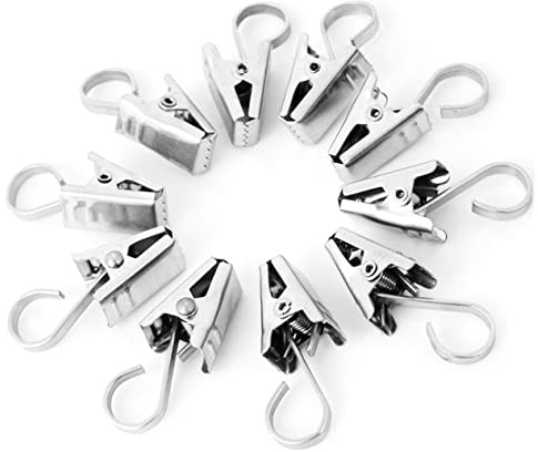 Homoyoyo 30piezas Clips De Acero Inoxidable para Cortinas De Ducha y Drapería con Gancho Fáciles De Instalar y Desmontar Resistentes y Seguros para Hogar y Oficina