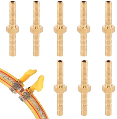 8 piezas 4mm Latón Reductor Enchufe Conector Manguera Conector Manguera de Lengüeta Recto Conector Adaptador para Manguera Conexión, Conector de Lengüeta de Latón para Accesorios de Tubería de Aceite