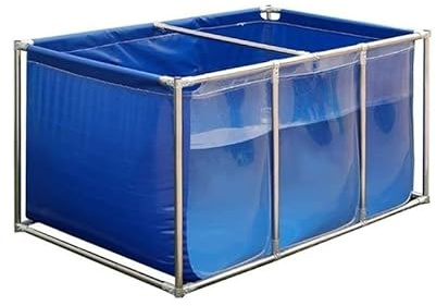 Tanque de Lona de PVC para Estanque de Peces sobre el Suelo - Almacenamiento Temporal de Agua con Panel de visualización Transparente, Estructura de Acero y válvula de Drenaje - Depósito par