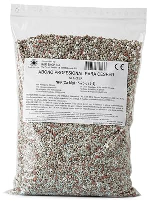 R&R SHOP - Fertilizante Profesional Starter CE para Césped, NPK 15-25-6, Efecto Inmediato, Enraizamiento Rápido y Crecimiento Uniforme (4.5Kg - 150mq)
