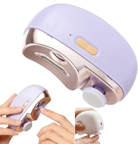 3 in 1 Electric Nail Clipper, 2026 New Rechargeable Automatic Nail Trimmer with Polisher, Electric Nails Care Tool with LED Light, for Toenails & Fingernails (Purple)