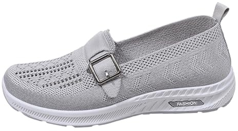 Zapatillas ortopedicas Mujer,Zapatillas sin Cordones Mujer,de con Hebilla, nuevos de de Comercio Exterior, Casuales para Madres, Calcetines, de Malla, de Conguitos Colegial Niña (Grey, 38)