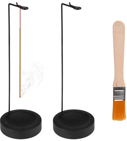 2 Piezas Soporte de Incienso 2 en 1, con Base de Madera Extraíble