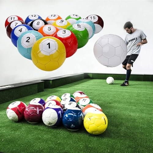 16-Delars Fotbolls- Och Biljardbolls-set, Fotbolls- Och Snookerbollar I Pu-läder, Uppblåsbara Fotbolls-, Snooker- Och Biljardbollar För Bordsspel, För Bakgården Och Utomhusunderhållning 15cm