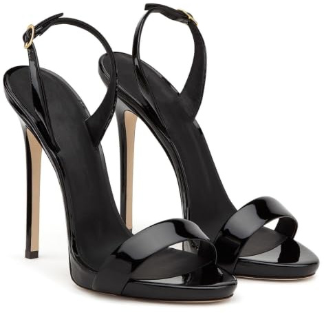 Höga Klackar Sandaler Öppen Toe Stiletto Kvinnor Ankelrem Justerbar Brud Festskor 12 cm, Gold-40