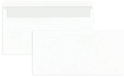 1000 Briefumschläge, Weiß, DIN Lang (220 x 110 mm), mit grauem Innendruck, ohne Fenster, Selbstklebung, Gerade Klappe, 75 g/qm Offset, Blanke Briefhüllen