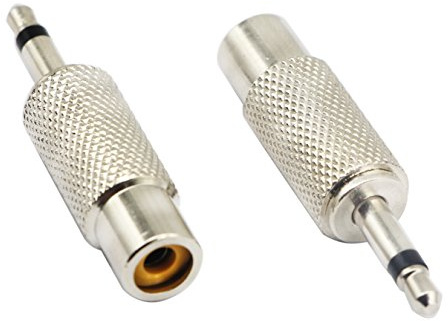 zdyCGTime RCA till 3,5 mm ljud TS adapter, 2-polig 3,5 mm 1/8 tum mono-plugg hane till RCA hona uttag adapterkontakt, kompatibel med hörlurar, högtalare, telefoner, mp3 och andra enheter (silver, 2