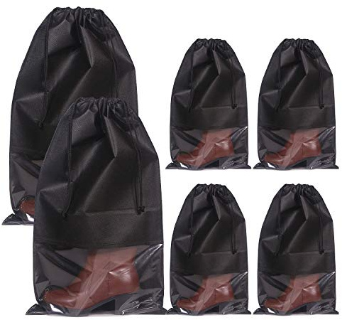 DIOMMELL Set of 6 Tall Boot Bags for Travel Non-Woven with Rope for Women Large Shoe Protector Cover Storage Organizers Pouch