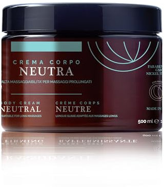 Sali di Ischia Pro [500 ml] - Crema Corpo Massaggio Neutra - uso professionale per massaggio prolungato - con Olio di mandorle dolci, Vitamina E, sali termali.