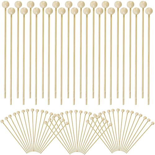 YOOHUA 100PCS 6-Inch Rock Candy Sticks with Wooden Swizzle Sticks for Hard Rock Candy