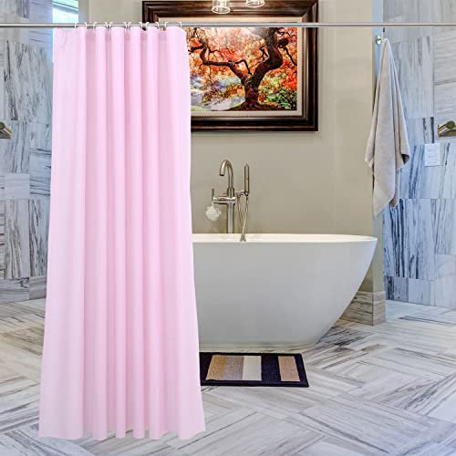 WedDecor Shower Curtains Mould Proof Resistant, Waterproof PEVA Shower Curtain Heavy Duty Bathroom Curtains, With 12 White Plastic Hooks, 180cm x 180cm, Pink
