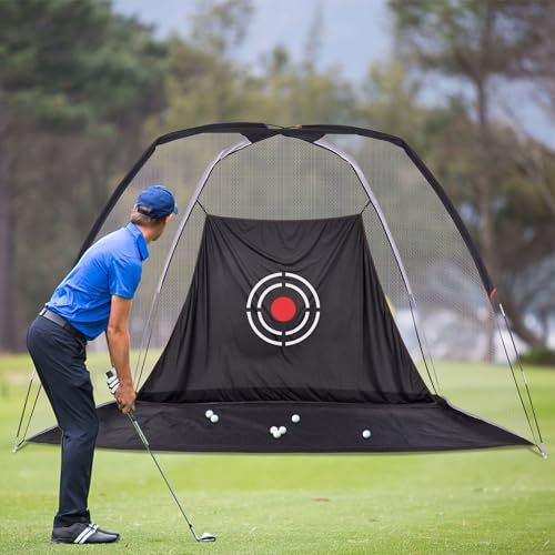 Golf-Übungs-Schlagnetze für Hinterhoffahren, Innenbereich, strapazierfähig, Übungs-Golf-Fahrnetze für Hinterhof, hochwertige, Käfige mit Rahmen und Netz für Kinder und Herren, 3.4x2.8 m