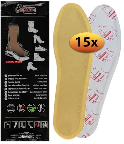 ALPIDEX Wärmesohlen Fußwärmer 8 | 15 | 30 Paar Sohlenwärmer Klebend Sofort 8h Warme Füße Natürliche Wärme Schuhwärmer Einlagen Wärmeeinlagen Wärmepads Sohlen Schuhe, Größe:M|39-42, Farbe:15 Paar