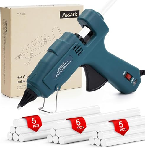 Fireproof 60/100W Hot Glue Gun Full Size(Not Mini) with 15 Glue Sticks (0.43 X 7.87 inch), Fast Preheating Hot Melt for School Crafts DIY Arts and Quick Home Repairs
