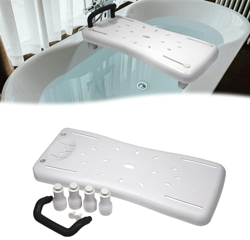 HENGMEI Badewannensitz Senioren, Badewannenbrett Badewannen Einstiegshilfe, Einstellbar Plastik Sitz Bath Erwachsene, Duschbrett für Badewanne mit Seifenablage und Haltegriff, Schwarz Griff