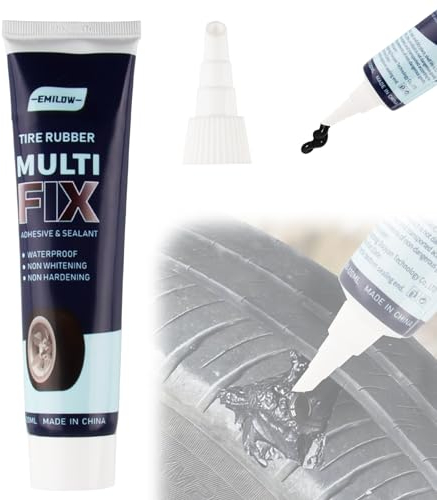 ZoneYan Reifenkleber, Reifenreparatur Kleber, Gummikleber Schwarz-Autoreifen Kleber Geeignet für Autos/Elektrofahrzeuge/Fahrräder–Schnelle Reparatur von Reifenrissen, Löchern und Abblättern-120ML