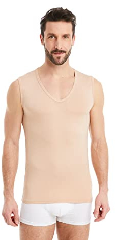 FINN Business Unterhemd Herren Ärmellos mit V-Ausschnitt - Unterziehshirt Männer aus original Lenzing® Modal Stoff - Das perfekte Tank-Top unter Hemd und Anzug Hautfarbe Nude 3XL