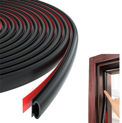 10mm x 10mm Bande D'étanchéité Autocollante en Caoutchouc pour portes fenêtres Joint en Armoires, Portes de Voiture caoutchouc/anti-collision/antibruit/étanche à l'eau/antipoussière 6m （Noir）