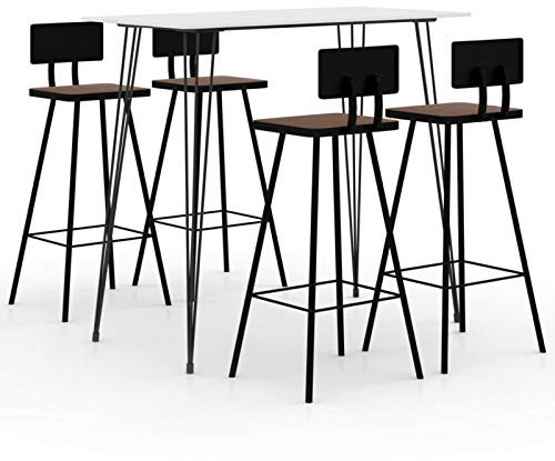 Sufrk 5-TLG. Bar-Set Stehtisch Outdoor Bartisch-Set Bar MöBel Bar Outdoor Theke Garten Theke Bar Weiß