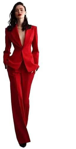 Mrjitor Mujeres Traje Notch Lapel Un botón Slim Fit Oficina de Negocios Esmoquin Chaqueta Pantalones Set