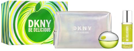 DKNY Be Delicious Pack Regalo Mujer - Eau de Parfum 100ml, Bruma Corporal 125ml, Neceser DKNY - Fragancia Floral Afrutada, Larga Duración