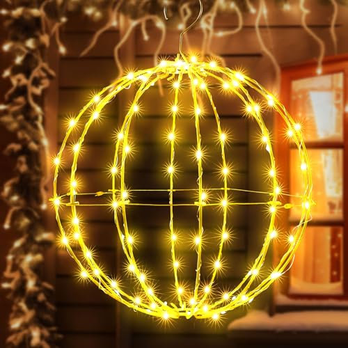 Nexoria Leuchtkugel Weihnachten, 25CM Weihnachtsbeleuchtung Außen Led Kugel Hängende LED Dekokugel Lichterkette Kugeln Beleuchtete Weihnachtskugeln LED Kugeln Weihnachtsdeko Aussen für Garten (25cm)