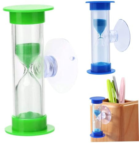Temporizador de Arena de 2 Piezas para niños Dos/Tres Minutos Temporizador de Cepillado de Dientes con Taza de succión para niños Cepillo de Dientes Temporamiento de Reloj de Arena para Juegos Cepill