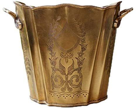 DANNMPX Secchiello Ghiaccio Secchiello per Il Ghiaccio Intagliato A Mano Secchi per in Ottone per Champagne per Vino Birra da Refrigerazione Vintage Raffreddatore