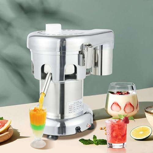 Juicepress, 370 W elektrisk centrifugaljuicer, höghastighetsmaskin i rostfritt stål för frukt och grönsaker, stabil droppdesign för hemmabruk