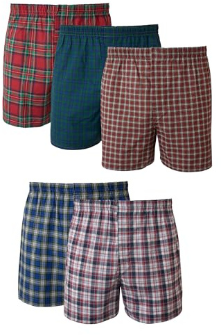 Hanes Men's Taglessreg Tartan Boxers with Comfort Flexreg Waistband 5-Pack
