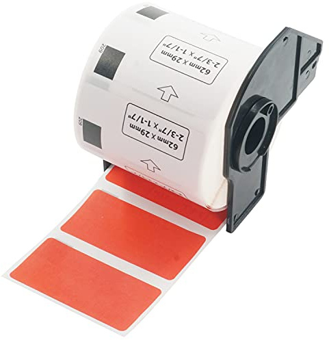 BETCKEY - 1 Rollo DK-11209 Etiquetas de Color (Rojo), 62mm x 29mm, 800 Etiquetas precortadas de dirección pequeñas para Brother QL Impresoras de Etiquetas