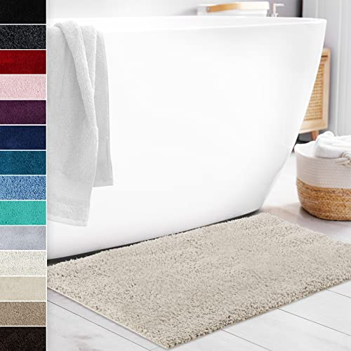 Floordirekt Badematte Sky Soft | Eckig & Rund | Badezimmerteppich | Extra flauschig | rutschfest & Schnell trocknend | Viele Farben & Größen (50 x 80 cm, Creme)