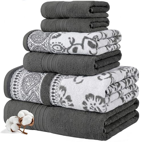 Modern Threads Juego de 6 Piezas, 2 Toallas de Baño, 2 Toallas de Mano