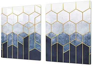Salvaencimera Extra-Grande de vidrio templado - Conjunto de tablas para picar - Cubre Vitro Gigante – UNA PIEZA (80 x 52 cm) o DOS PIEZAS (40 x 52 cm); DD36 Texturas y azulejos 2 Serie