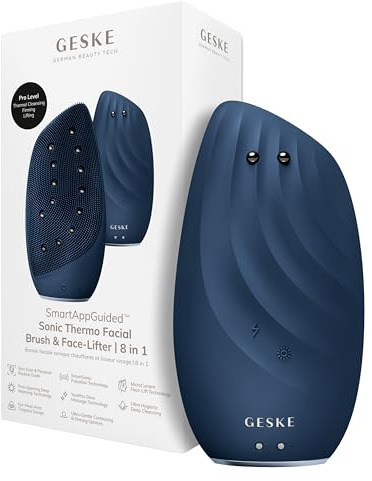 GESKE | SmartAppGuided™ Sonic Thermo Facial Brush & Face-Lifter | 8 in 1 | skin cleansing & anti-wrinkle | silicone electric cleansing brush | facial massager | cleansing & anti-aging