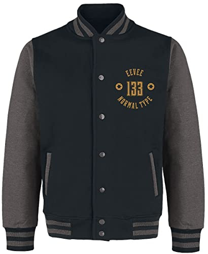 Pokémon Evoli Männer Collegejacke schwarz/grau meliert XXL