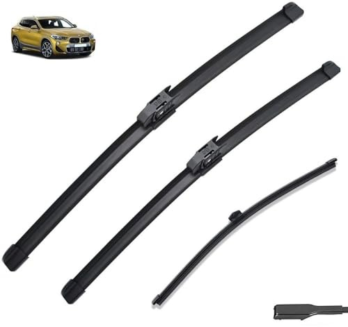 Escobillas limpiaparabrisas delanteras y traseras compatible con BMW X2 F39 2018 2019 2020 2021 2022 M Accesorios deportivos Ventana Parabrisas Recambio M35i (Color : Front Rear, Size : LHD)