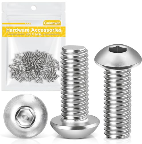 Caianwin Viti a testa bombata M3 x 10 mm con esagono interno, 100 pezzi, in acciaio inossidabile 304, viti a testa tonda piatta per il montaggio di mobili, settori industriali