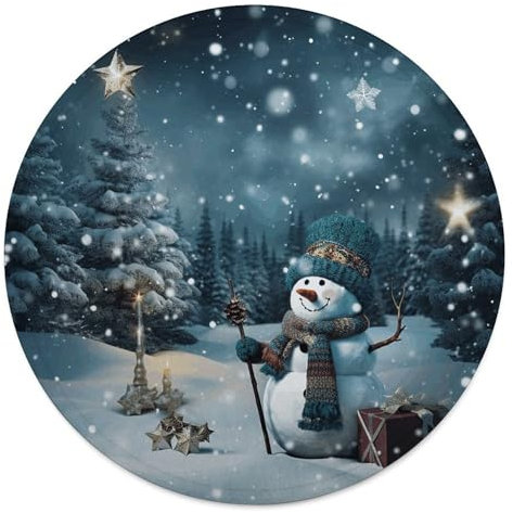 Rundes Strandtuch, Schneemann, dunkelkastanienbraun, bedruckte Reisedecke, personalisierte Decke, Yoga-Decke, Mikrofaser, Strandtuch, dicke Tischdecke, Unisex