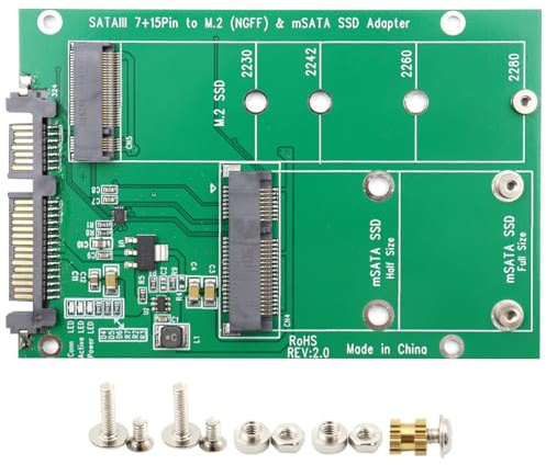 POFET M2 SATA-adapter, NGFF mSATA till SATA 3.0 omvandlingsadapter, mini PCI-E 2 Lane mSATA M.2 NGFF SSD adapter