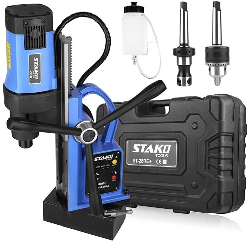 STAKO Magnetbohrmaschine 1800W mit Koffer ST-28RE+ Max. Ø80mm – 16500N Magnetkraft – Tragbare Kernbohrmaschine für Metallbearbeitung mit Weldon 19 mm MK3 und Bohrfutter B16 3-16 mm – Set-2