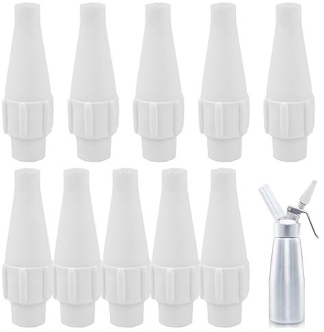 Whipped Cream Dispenser Silent Nozzle 10PCS for Cream Whip Cream Dispenser 3x1x1 Inch Easy Installation Whipped Cream Canister Replacement Parts Supplies