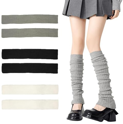 RJFUJP 3 pares de calentadores de piernas, 41 cm de largo, calentadores de piernas cálidos para damas, calentadores de piernas color crema, perfectos para baile, yoga, moda de invierno y patinaje