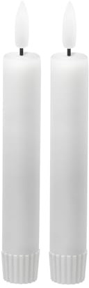 LED Universum – uppsättning med 2 lysdioder, äkta vax, stavljus, vit, 15 cm varmt vitt, för 1 x AAA per ljus (ingår ej) bordsdekoration för bröllop, jul, fester, fester (vit 15 cm – set om 2)