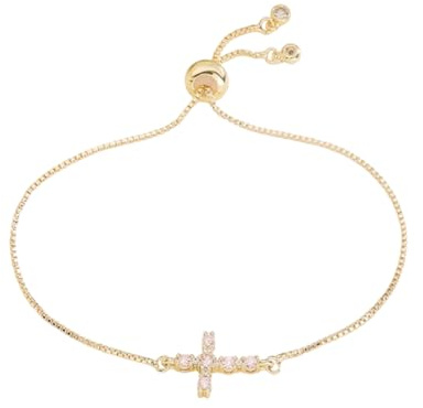 LAOYEFACAI 18K guld silver mini kors armband rostfritt stål kedja koppar miljövänlig mikro zirkon kors armband rekommenderad gåva, one size, vulkanisk rock, vulkanisk rock