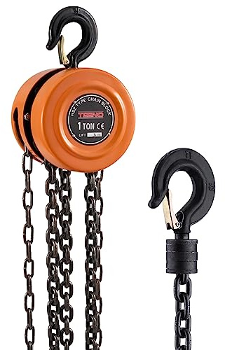 Paranco Manuale a Catena con Gancio Resistente TEENO, 1000 kg, 3,0 m di Sollevamento Max, Paranco a Catena Doppia Catena di Carico, Catena G80