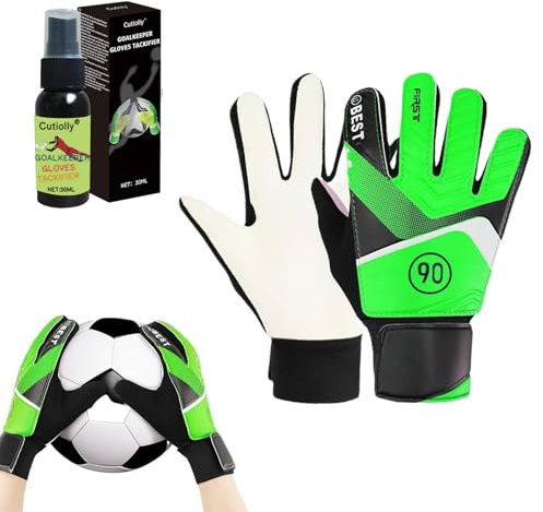 Cutiolly Gardien de But Gant Grip Spray,Gants Gardien But pour Enfants,Spray pour Gants de Gardien de But,Gant Gardien Foot Enfant,Soccer Goalie Gloves (Gants Spray-Set)