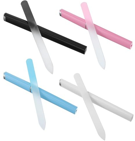 Juego de 4 limas de cristal con caja de almacenamiento, limas de doble cara, para uñas naturales y artificiales, higiénicas, aptas para viajes, pedicura, manicura