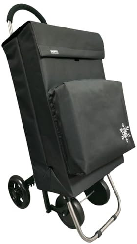 POPYS® Carro de la Compra de 50L con Compartimento Refrigerante | Carrito Compra con 4 Ruedas y Opción de 2 Ruedas | Carro Compra Ideal para Supermercado (Requiere Montaje)