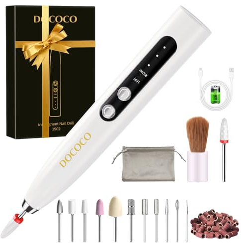 Fresa per Unghie 35000 RPM, Lima Elettrica per Unghie Professionale 15 in 1, Senza Fili Ricaricabile Portatile, Velocità Regolabile, Elettrico Manicure e Pedicure Rimozione Gel Casa e Salon